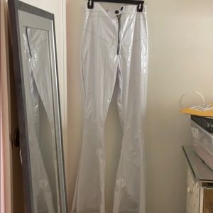 White Vinyl Flare pants